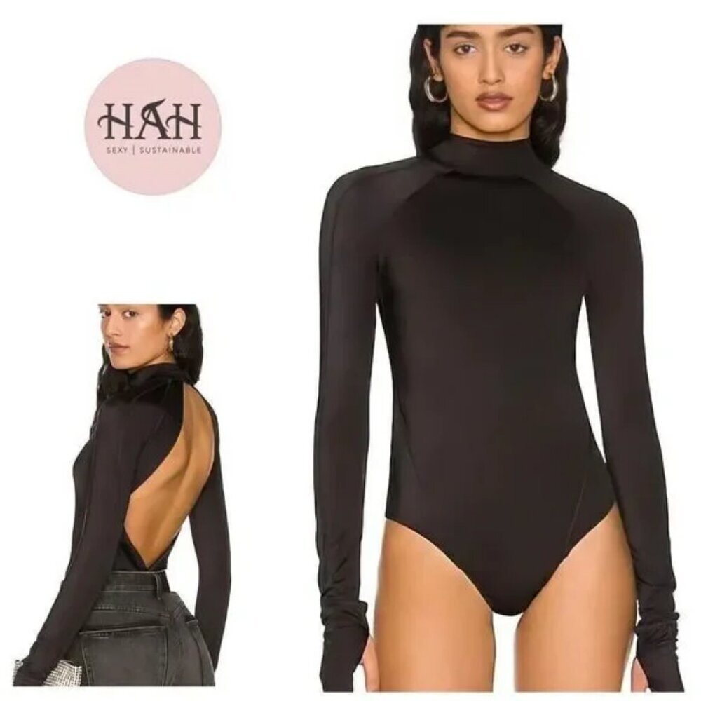 NWT WE ARE HAH Anthropologie Gloves Off Long-sleeve Swimsuit Bodysuit M